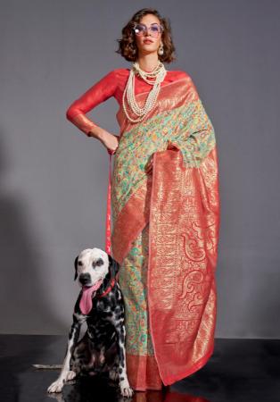 Picture of Comely Silk Dark Sea Green Saree