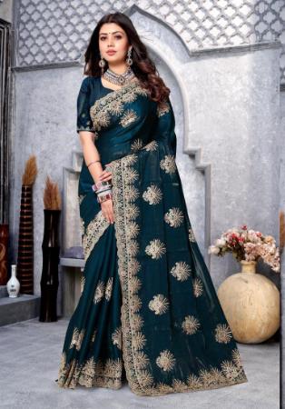 Picture of Splendid Crepe & Silk Navy Blue Saree