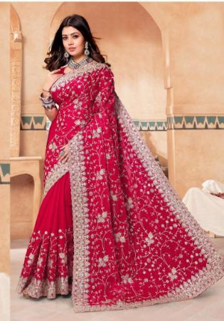 Picture of Radiant Crepe & Silk Crimson Saree