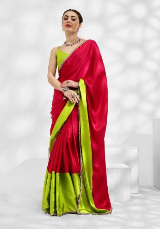 Picture of Pretty Georgette & Silk Crimson Saree