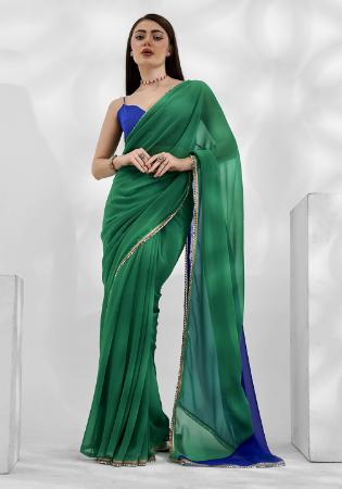 Picture of Good Looking Georgette & Silk Sea Green Saree