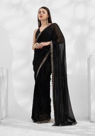 Picture of Statuesque Chiffon Black Saree