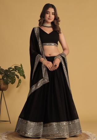 Picture of Georgette & Net & Organza Saddle Brown Lehenga Choli