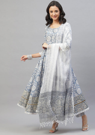 Picture of Cotton Light Slate Grey Readymade Salwar Kameez