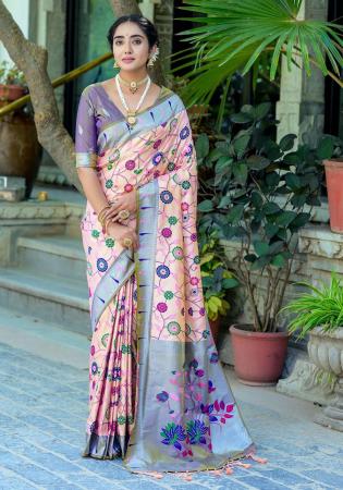 Picture of Fascinating Silk Pale Golden Rod Saree