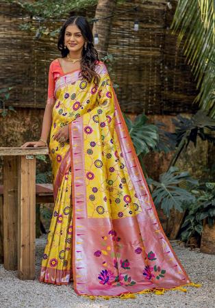 Picture of Nice Silk Golden Rod Saree