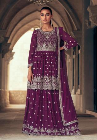 Picture of Appealing Georgette Brown Straight Cut Salwar Kameez