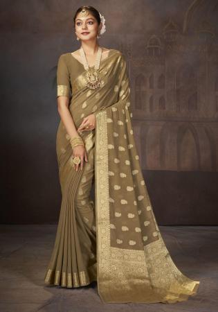 Picture of Statuesque Georgette Dark Olive Green Saree