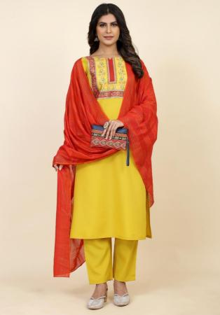 Picture of Appealing Crepe Golden Rod Readymade Salwar Kameez