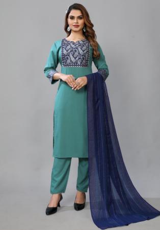 Picture of Splendid Crepe Cadet Blue Readymade Salwar Kameez