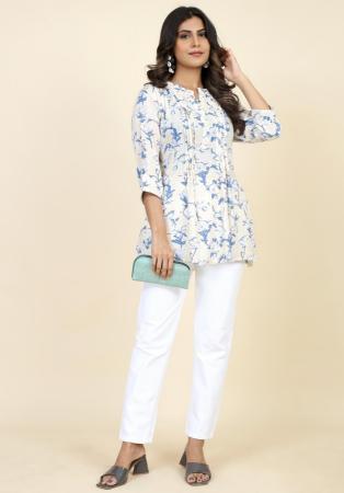 Picture of Resplendent Rayon White Kurtis & Tunic