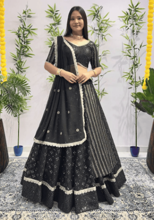 Picture of Sublime Georgette Black Lehenga Choli