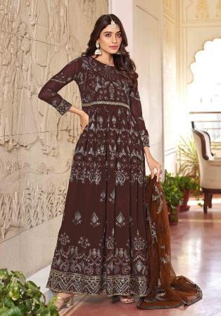 Picture of Magnificent Georgette Brown Anarkali Salwar Kameez