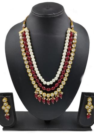 Picture of Delightful Maroon Necklace Set