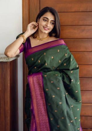 Picture of Statuesque Silk Medium Sea Green Saree