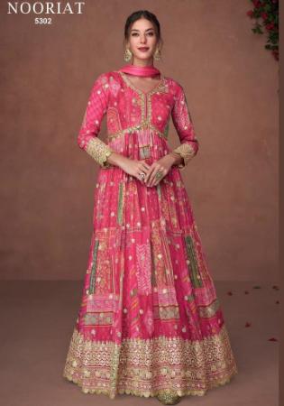 Picture of Silk & Organza Light Coral Anarkali Salwar Kameez