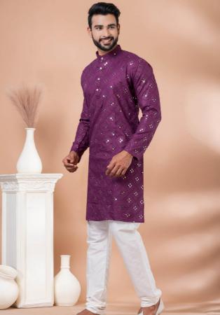 Picture of Statuesque Cotton Purple Kurtas