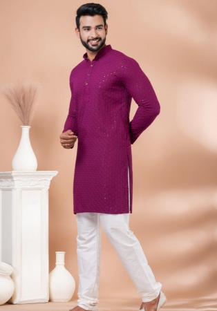 Picture of Sightly Rayon Dark Magenta Kurtas