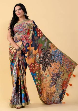 Picture of Alluring Satin & Silk Grey Saree