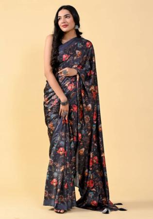 Picture of Graceful Satin & Silk Black Saree