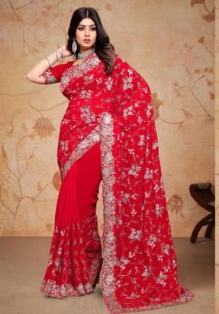 Picture of Stunning Georgette Crimson Saree