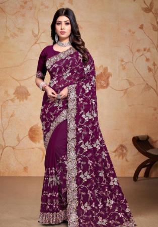 Picture of Amazing Georgette Saddle Brown Saree