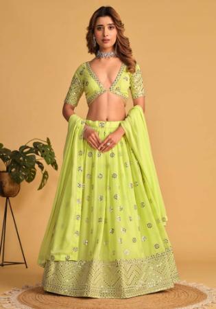 Picture of Georgette & Organza Burly Wood Lehenga Choli