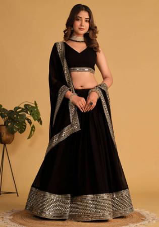 Picture of Beauteous Georgette & Organza Black Lehenga Choli