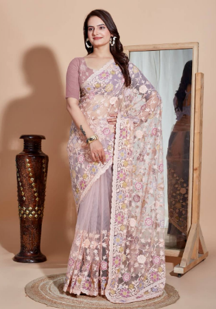 Picture of Pleasing Net Thistle Saree