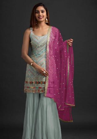 Picture of Georgette Dim Gray Straight Cut Salwar Kameez