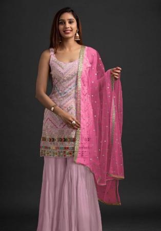 Picture of Georgette Rosy Brown Straight Cut Salwar Kameez