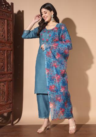 Picture of Ideal Cotton Cadet Blue Readymade Salwar Kameez