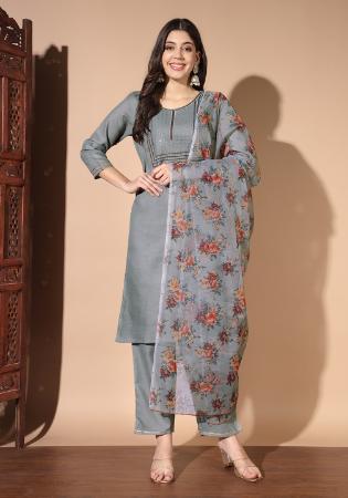 Picture of Bewitching Cotton Grey Readymade Salwar Kameez