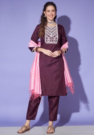 Picture of Resplendent Silk Brown Readymade Salwar Kameez