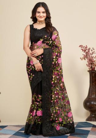 Picture of Alluring Net Black Saree