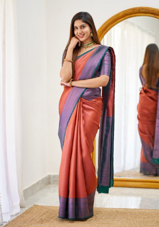 Picture of Splendid Silk Indian Red Saree