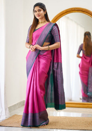 Picture of Gorgeous Silk Hot Pink Saree