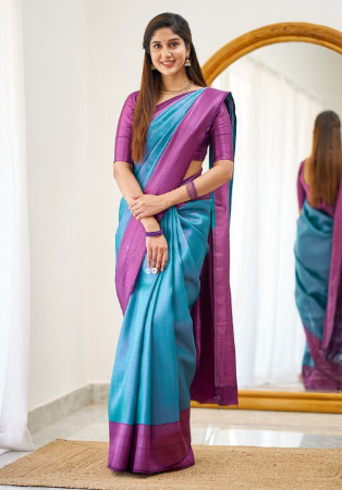 Picture of Bewitching Silk Sky Blue Saree