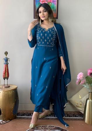 Picture of Comely Rayon Teal Readymade Salwar Kameez