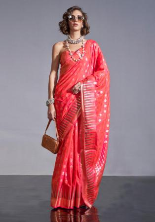 Picture of Beautiful Silk Fire Brick Saree