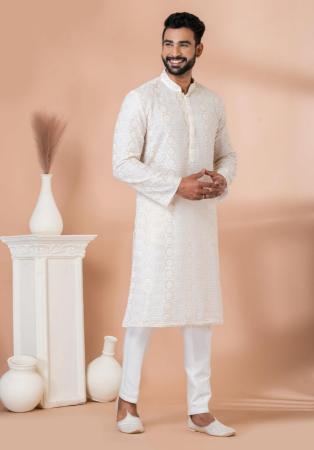 Picture of Nice Georgette White Kurtas