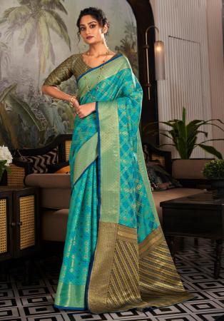 Picture of Sightly Silk Dark Cyan Saree