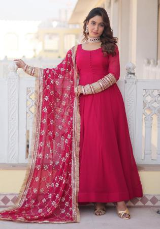 Picture of Elegant Georgette Light Coral Readymade Gown