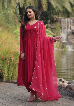 Picture of Lovely Georgette Light Pink Readymade Salwar Kameez