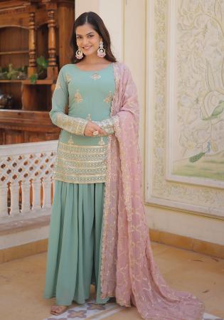 Picture of Georgette Light Slate Grey Readymade Salwar Kameez