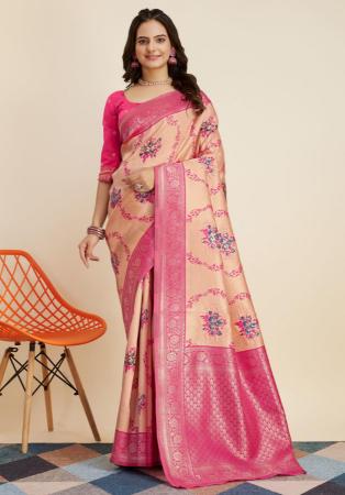 Picture of Pretty Silk Pale Violet Red Saree