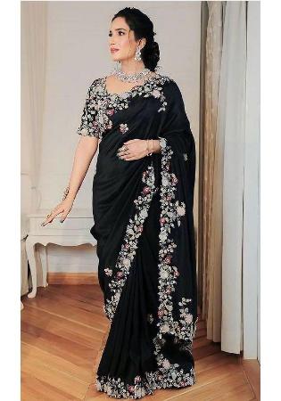 Picture of Splendid Georgette & Silk Black Saree