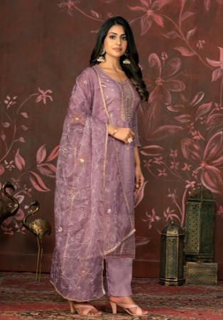 Picture of Charming Cotton Plum Straight Cut Salwar Kameez