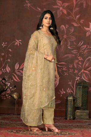 Picture of Fascinating Cotton Beige Straight Cut Salwar Kameez