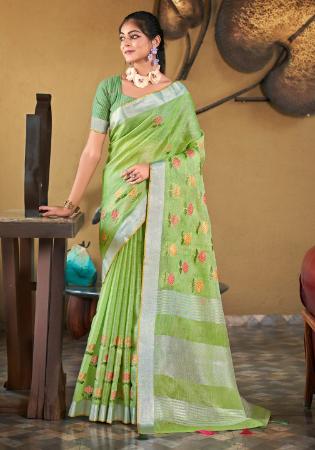 Picture of Statuesque Linen Dark Khaki Saree